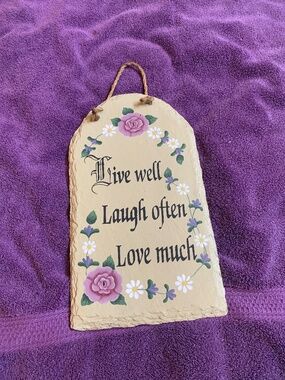 Live Well, Laugh Often, Love Much Slate Hanging Plaque